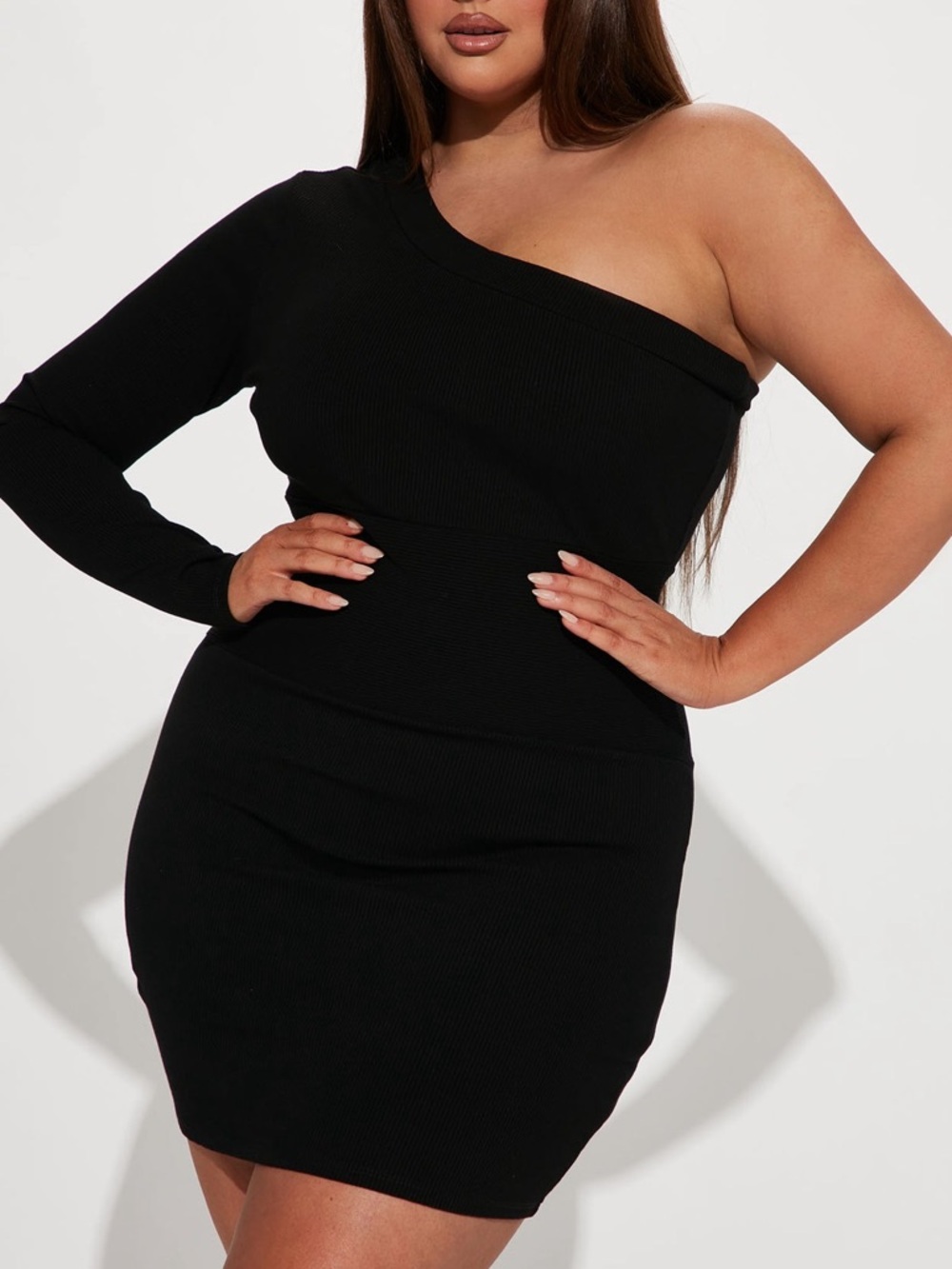 One-Shoulder Black Bodycon Dress